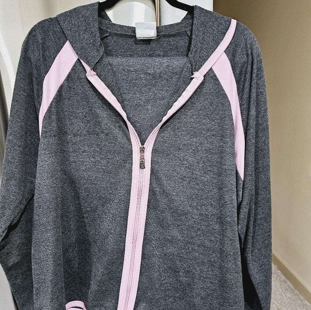 GW Sport Jacket and Pants Set! Dr. Gray and Light Pink, With Pink/Silver Zipper!
